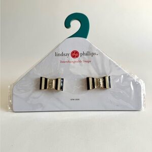 Lindsay Phillips Tiana Interchangeable Black and White Striped Bow Snaps